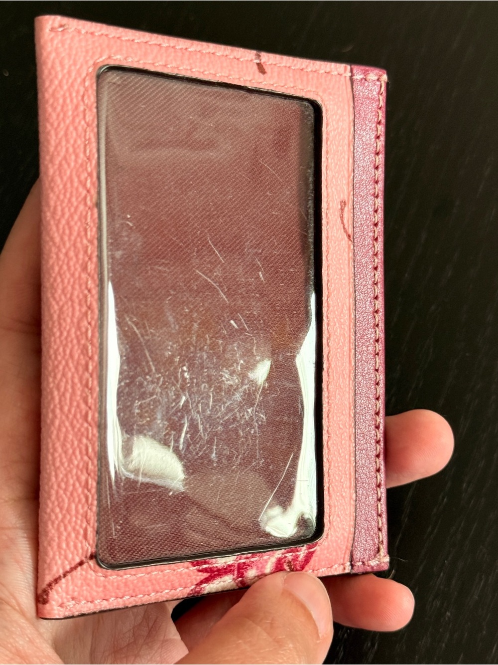 Coach Cherry Print Polished Pebble Leather ID Card Case Wallet - Picture 5 of 8